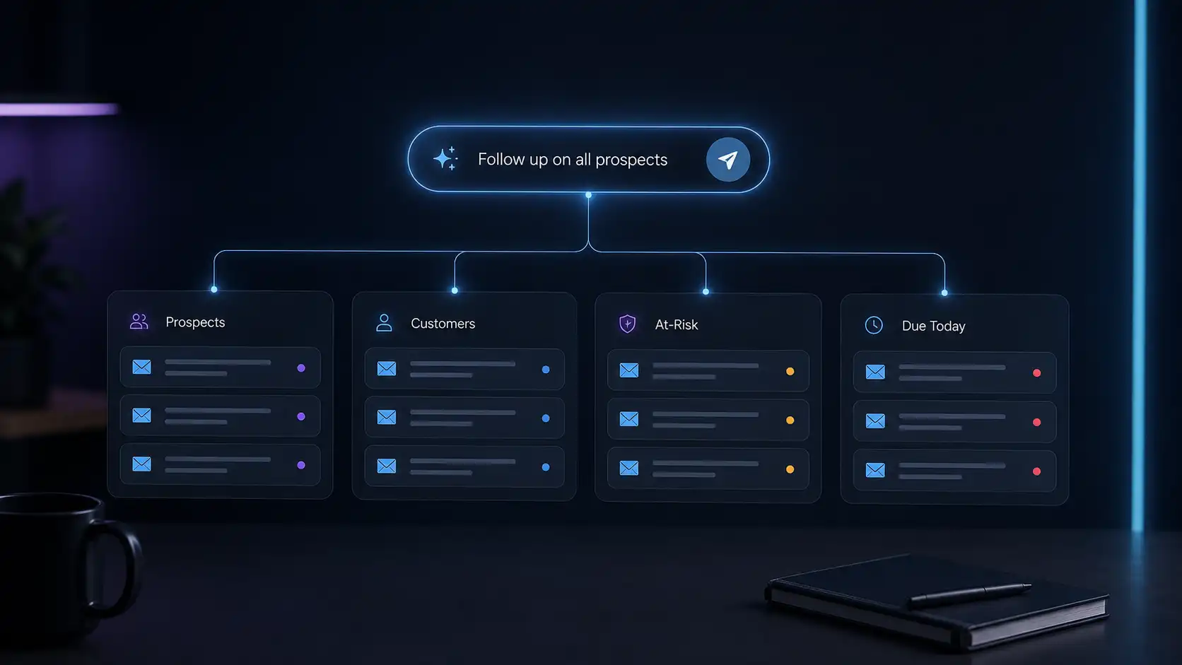 Sales rep using an AI email assistant to manage an entire inbox with plain-language commands instead of clicking through threads